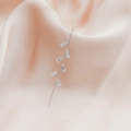 Silver climber earring featuring six baguette-cut zircons on a wavy metal bar - Trapezoid Stone Style (DZ-650)