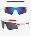 Detail of white cycling sunglasses with red temples and blue mirror polarized lenses - Solid White (Blue Mirror)
