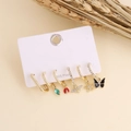 Bohemian gold stud earring set with bee, ladybug, and butterfly charms on 925 post - Ladybug Bee Butterfly Six-Piece Set (4#)