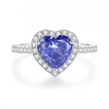 925 silver ring with heart-cut blue zircon and white gemstone accents in a variant view - FDJZ-115-Blue Heart Pave