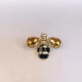 Cute gold bee brooch with yellow zircon wings and black enamel stripes jewelry - Style 15