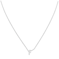 Minimalist silver finish necklace featuring a polished capital letter F pendant on a cable chain - Steel F