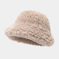 Women's warm beige sherpa bucket hat with soft plush fleece for autumn winter - M (56-58cm) / Khaki