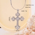 Collana a catena serpente d'argento con pendente a croce in zircone e misure dettagliate - Splendida Croce di Strass Cava (2692) / Argento