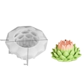 3D lotus flower silicone mold for DIY candles and resin with finished pink blossom - Succulent No. 5