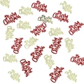 Red and gold Merry Christmas confetti sequins for holiday party table decoration - Large Red Gold Card Merry Christmas Confetti