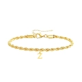 Bracciale a catena a corda dorata con ciondolo lettera Z e chiusura a moschettone - Lettera J - Oro