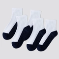 Pack of 5 kids' white cotton crew socks with navy blue heel and toe contrast - Navy Contrast (Pack of 5)