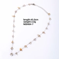 Stainless steel chain necklace with irregular translucent yellow natural stone pendant - Clear Quartz
