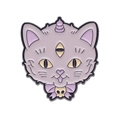 Purple unicorn cat enamel pin with three eyes and skull bow for accessories - Three-eye Unicorn Cat Style (xz8980)