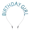 Birthday Girl headband with light blue rhinestones on a silver metal frame - Headband Sash Set / Single Blue Headband