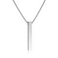 Polished titanium steel cylinder pendant necklace with box chain for men on white background - Silver Column + Titanium Steel Chain