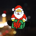 Glittery Santa Claus window sticker with green gift box for Christmas home decoration - Santa Claus with Gift Box