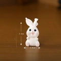 Miniature white resin bunny figurine in sitting pose with size dimensions 3.2cm by 1.6cm - Sitting Bunny