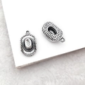 Detailed view of vintage silver cowboy hat pendant with textured alloy finish on plush background - Cowboy Hat Charm (1pc, 15x19mm)