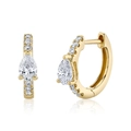 Eleganti orecchini a cerchio dorati con diamanti a goccia e pavé di cristalli - A goccia-Oro / Oro