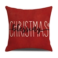 Red linen Christmas pillowcase featuring white Christmas blessing text and snowflake detail - Red - Christmas Blessing