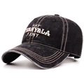 Berretto da baseball vintage grigio antracite con ricamo 3D e finitura denim lavato - Nero