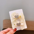 Zweier-Set beige Haarklammern mit bunten Punkten und Glitzerherz auf Display-Karte - Stil 7 Chiffon Schleife Clip