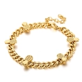Bracciale a catena cubana in acciaio inossidabile dorato con quattro ciondoli ananas - Stile Ananas Dorato (KB118526-KHY)