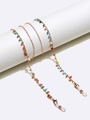 Handmade colorful beaded eyewear chain with gold metal links and non-slip rubber loops - Gold Multicolor Beaded (GL664)
