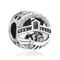 Silver-plated Venice Rialto Bridge bead charm with gondola and micro-set cubic zirconia - Venice Gondola Charm