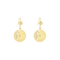 Golden stainless steel geometric earrings with sun and moon pattern and crystals - Star Moon Dangle (E303094) - Gold White