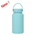 Light blue 650ml stainless steel sports bottle with portable handle and matte finish - 650ml / Regular Fit / Teal Blue