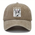 Brown washed cotton baseball cap with IF YOU DON'T PAY MY BILLS graphic print - One Size / Khaki