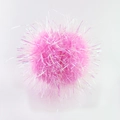 Detail of pink crinkle ball cat toy with holographic metallic tinsel texture - Pink + Iridescent