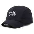 Black quick-dry 5-panel baseball cap with white mountain embroidery and curved brim - One Size / Navy Blue