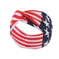 Detail of US flag sports headband with star pattern and twisted knot on white background - Blue White Stars Knot Style 3