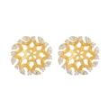 Elegante vergoldete S925 Sterling Silber Ohrstecker in Blumenform mit Zirkonia-Besatz - Gold (13x13mm)