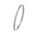 Zilveren titanium stalen armband met ruitpatroon en fonkelende kristallen steentjes - B091 Zilver