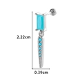 Silver screw-back cartilage earring with rectangular turquoise stone and tapered pendant - Silver Blue