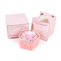 Pink preserved rose flower gift box set with matching hexagon jewelry case and gift bag - Hexagonal Single Eternal Rose / Pink