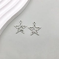 Antique silver alloy double-layered hollow star pendant charms for DIY jewelry making - 1Pc Antique Silver Star 19*19mm