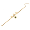 Double-layer gold bracelet with emerald green gemstone and multi-color crystal beads - Green Gem Layered Bracelet