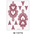 Brown henna lace heart tattoo sticker with floral Indian patterns model W-1371S - Burgundy Red Ornate Heart (W-1371S)