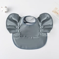 Grey waterproof baby bib with ruffled wing sleeves and a practical leak-proof food pocket - Wings - Pure Dark Gray / One Size