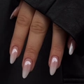 Uñas postizas de almendra perladas con degradado de color nude a blanco cromo - Rosa Blanco Ombre Perla-Versión Pegamento(JP3258)