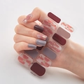 3D gold foil laser nail stickers in burgundy, grey and pink marble finish - Deep Red Grey Pink Gradient Gold Sequin Style (DQ3-045)