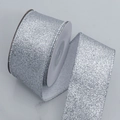 Sparkling silver glitter Christmas ribbon roll for festive DIY gift box decoration - 4cm / Silver