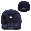 Gorra de béisbol de pana azul marino con bordado de oso polar y cierre ajustable - Ajustable / Azul Marino