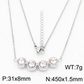 Silver titanium steel necklace with 4 round zircons, 450x1.5mm chain and 31x8mm pendant - Steel White Necklace(KN235972-KFC)