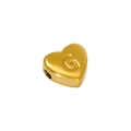 Golden 18K stainless steel heart-shaped bead charm with engraved letter G for necklace - Letter G / Steel