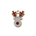 Golden Christmas reindeer charm with red antlers and enamel finish for DIY jewelry - White Christmas Reindeer Head
