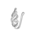 Silver non-pierced U-shaped nose clip with sparkling oval zircon stones for women - S-Shape Style (X610) / Silver