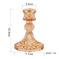 Amber glass candle holder with diamond pattern texture, measuring 10.3cm in height - Diamond Amber
