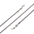 Detail of silver twisted rope chain for glasses with silicone loops and metal lobster clasps - Silver